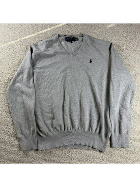 Polo Ralph Lauren Pima Cotton Long Sleeve Sweater Gray Men’s Size Medium